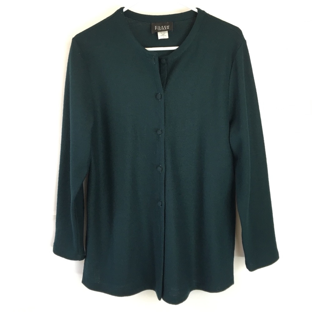 Eileen Fisher | Wool Emerald Green Cardigan